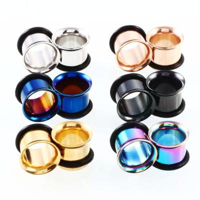 China No Allergy Stainless Steel Ear Tunnel Plugs Rubber Ear Plugs Tunnel Ear Lobe Extender Piercing Plug for sale