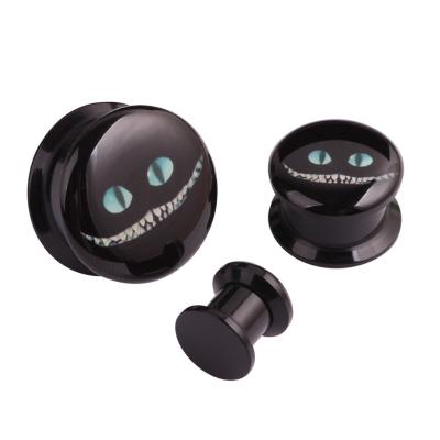 China Soft and Comfortable Cat Acrylic Ear Plugs Black Ear Expander Plugs Piercing Jewelry for sale