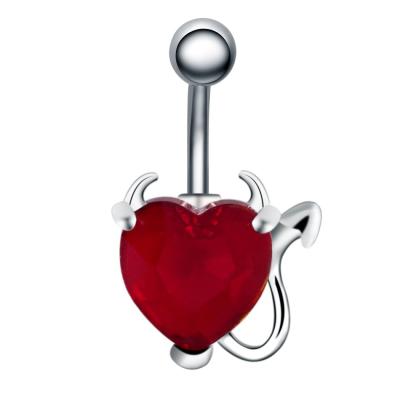 China No Allergy 14G Double Fork CZ Belly Ring Titanium Internally Threaded Heart Piercing Jewelry Girls With Piercings for sale