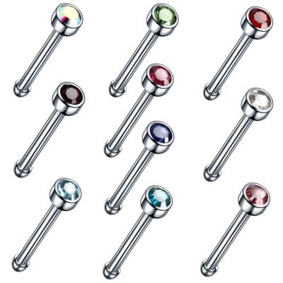 China Straight Nose Ring Pierced Girl Nostril Piercing Zircon G23 Soft And Comfortable Nose Screw Set for sale