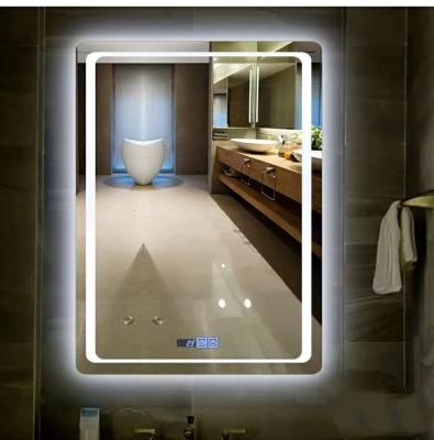 China Bathroom Basin Mirror LED Light Magnifying Defogging Intelligent Mirror With Touch Screen Switch for sale