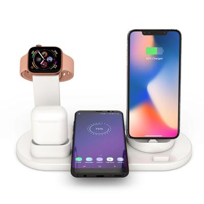 China Smart Portable Fast Wireless Dock Charging Station Watch Stand Qi Phone Qi Wireless Charger Stand Pad Pad for sale