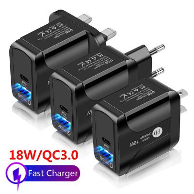 China UniversalÂ   Usb Charger Factory EU Two Plug 5V 9V 12V 18W Quick Charger QC3.0 Adapter Palladium Fast Charger for sale