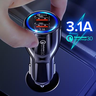 China UniversalÂ   Car Charger 3.0 Dual USB Quick Charging QC 3.0 Adapter Car-Charger Fast Charging Type For Micro USB C Cable Phone Charger for sale