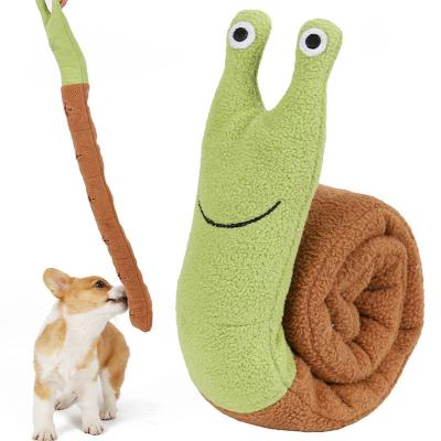 China Stocked manufacturers wholesale pet supplies snail plush toy skin food teething puzzle dog toys for sale