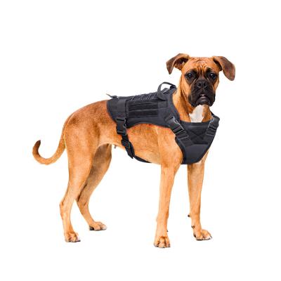 China Wholesale Viable Outdoor Tactical Dog Harness Adjustable Nylon Military Style Weighted Pet Training Large Dog Harness for sale