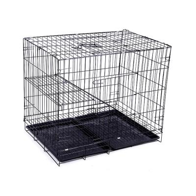 China Breathable Cheap Metal Folding Stainless Steel Dog Cage Kennel Barrier Pet Cage With Removable Tray for sale