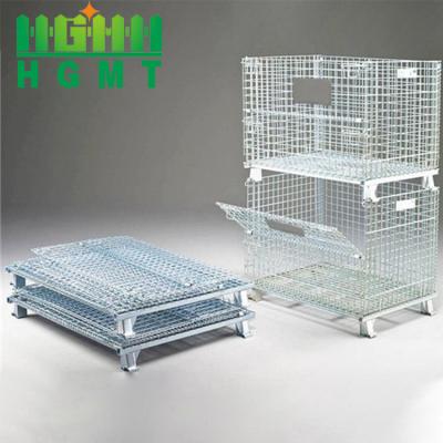 China Warehouse Collapsible Steel Wire Mesh Metal Cargo Cage Design Factory Collapsible Cage For Warehouse System for sale