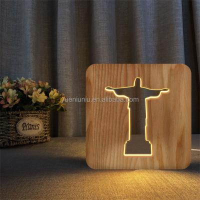 China USA Custom Jesus Stand Wooden Hand Hanging Cross, Jesus Night Festive Light for Home Office and Church Decoration for sale