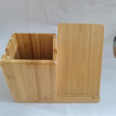 China USA Chinese bamboo and wood crafts, multifunctional desktop pen stand, mobile phone stand for sale