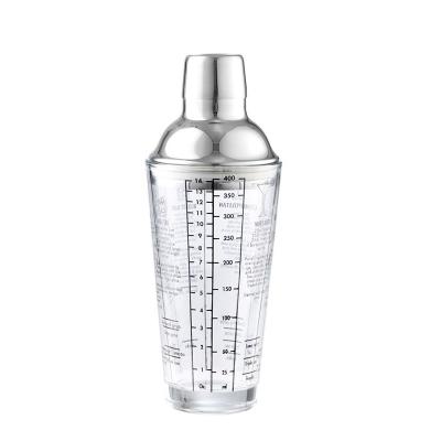 China Cocktail Shaker Hot Sale Bar Tools Wine Bar Tools Stainless Steel Lid Glass Body Protein Cocktail Shaker for sale