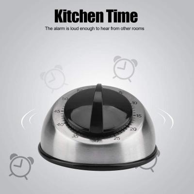 China Kitchen Viable 60 Minute Stainless Steel Wind Up Timer Mechanical Time Reminder for sale