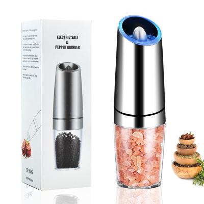 China Viable Stainless Steel Coarse Electric Battery Spice Salt And Pepper Adjustable Grinder Pepper Mill With Led Lamp Grinder for sale