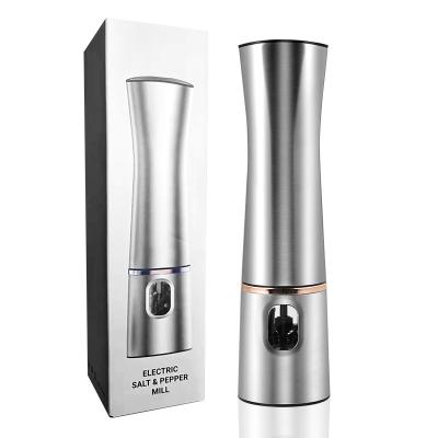 China Sustainable One Hand Operate Adjustable Coarse Salt Spice Mill Battery Operated Automatic Pepper Mill for sale