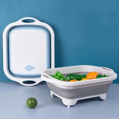 China Viable Multifunctional Collapsible Foldable Vegetable Basin Chopper Folding Basin Portable Storage Container Storage Container for sale