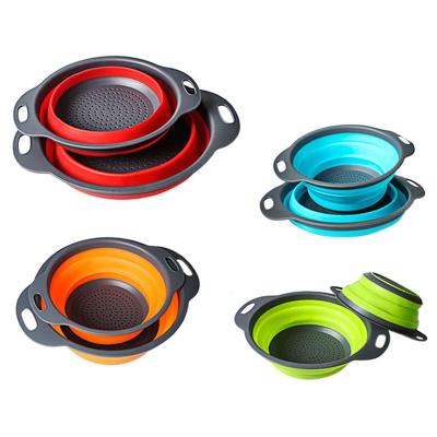 China Viable Wholesale Collapsible Colander Silicone Folding Collapsible Filter Basket For Kitchen for sale