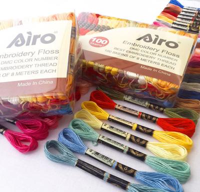 China Waterproof 50 Colors 100 Skeins Airo Cross Stitch High Quality Polyester Embroidery Sewing Thread for sale