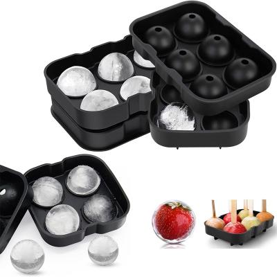 China Large Viable Wholesale Sphere Whiskey Round Silicone Ice Ball Mold Maker With Lid for sale