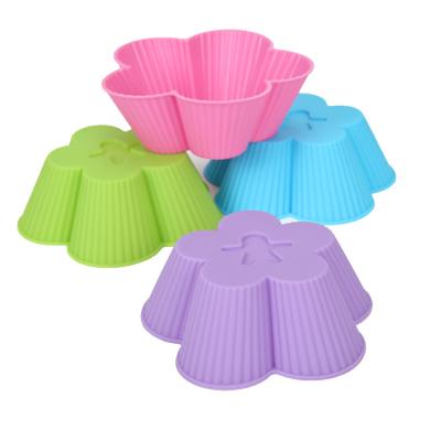 China 3 Inch Viable Non-Stick Mini Silicone Flower Cupcake Tart Pan for sale