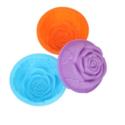 China 3 Inch Viable Rose Flower Cake Mold Silicone Non-Stick Muffin Pan Molds Baking Cups for Cake Balls Muffin Cupcakes and Sweets for sale