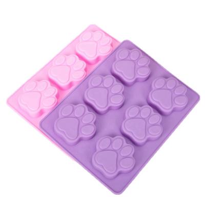 China Paw Print Mold Dog Cat Paw Ice Candy Chocolate Soap Sustainable Silicone Bear Baking Animal Mold For Dog Treats Soap Making for sale