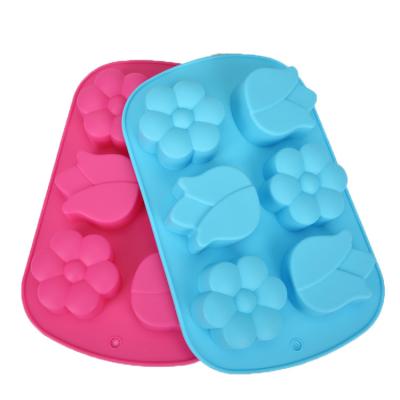 China 6 Cavity Sustainable Handmade Flower Shaped Muffin Silicone DIY Soap Trays Cake Molds Pans For Making Jelly Pudding Cookies Chocolate for sale