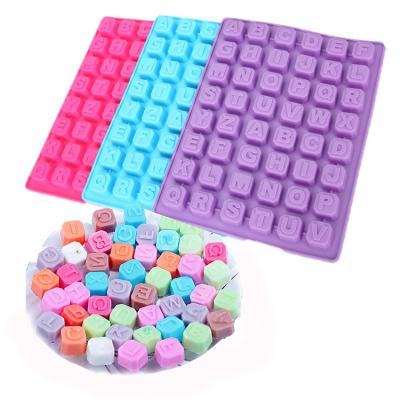 China 48 Viable 26 Cavity Letters Alphabet Ice Cube Jelly Chocolate Candy Soap Silicone Mold Square for sale