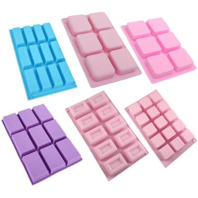 China Wholesale Viable Color Random Running Square Silicone Soap Chocolate Cake Mold for sale