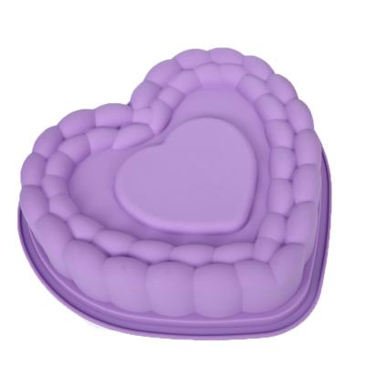 China Wholesale Viable 12 Inch Large Size Double Heart Shape Silicone Non-Stick Cake Mold Baking Bread Box for sale