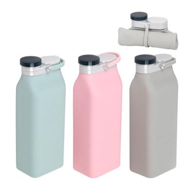 China Sustainable Reusable 600ML Collapsible Silicone Milk Bottle Collapsible Drinking Water Bottle for sale