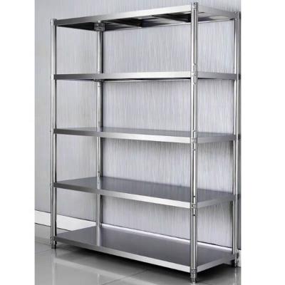 China Corrosion Protection Mirror Polishing Stainless Steel Shelf Warehouse Storage Butterfly Hole Steel Rack for sale