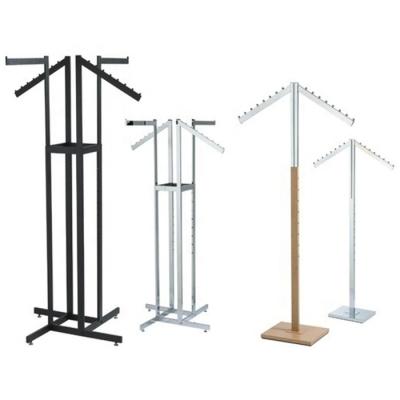 China Modern Stylish Retail Clothing Store Wall Display Stand Clothes Rack Display Racks Shiny Stainless Steel Gold Clothing Rack For Store for sale