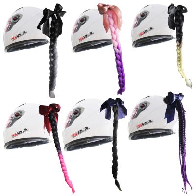 China Fur Gradient Ramp Twist Braids Universal Casco Decoration Motorcycle Helmet Ponytail Hair Women Lady Punk Style Pig Tail Hair for sale