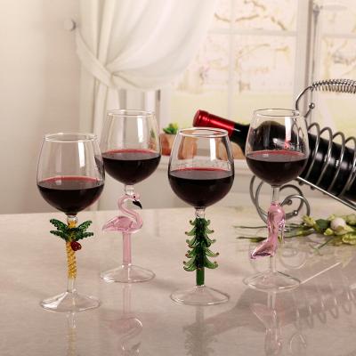 China Goblet Wine Glasses Customized Creative Christmas Tree Stem Transparent Modern Style Unique Red Wine Goblet Glasses for sale