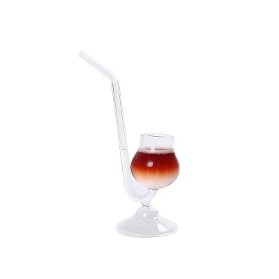 China Creative High Borosilicate Clear Wine Goblet Squirrel Cup Juice Cup Glass Wine Glasses With Straw for sale