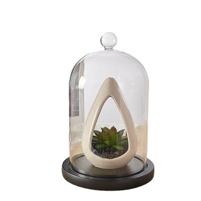 China Eco-friendy Bell Shape Clear Dome Empty Arched Glass Container Dustproof Transparent Glass Cover For Everlasting Flower for sale