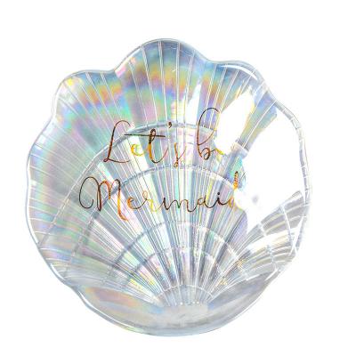 China Sustainable INS Conch Shaped Ice Plate Multi Colored Glass Plates For Jewelry And Accessory for sale