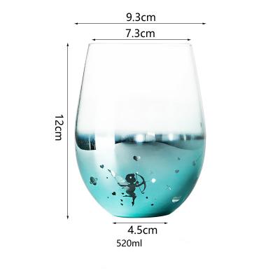 China Viable Egg Shaped Creative Cupid Star Glass Mug Plated Colored Water Glass Cup Mug Wholesales for sale