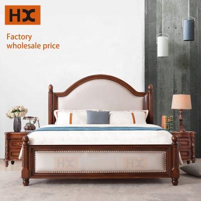 China Beds Factory Price American Style Single Wooden Beds Single Beds Set Bedroom Solid Wood Queen Queen Size Bed One Size for sale