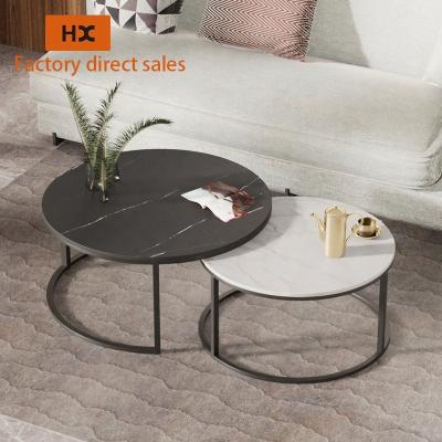 China Factory direct sales extendable sintered stone round gold luxury coffee tables set side table modern marble coffee table for sale