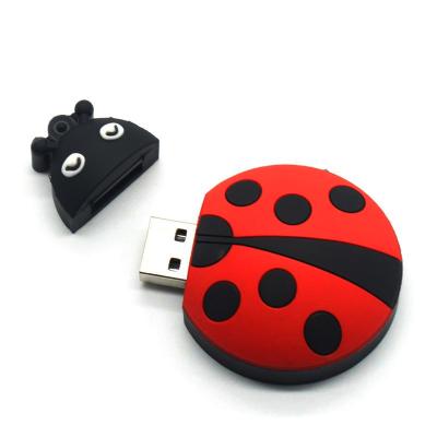 China Promotional PVC Ladybird Bug Shape Usb Pen Drive PVC Flash Memory Drive for sale