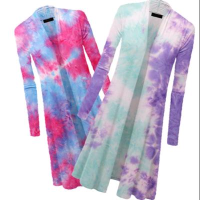 China Hot Sale Anti-Wrinkle Stretchy Winter Coat Women Tops Girls Autumn Clothing Tie Dye Long Sleeve Cardigan For Ladies for sale