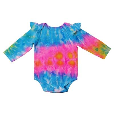 China Breathable Wholesale Breathable Long Sleeve Clothing Infant Winter Autumn Unisex Crewneck Ruffles Baby's Tie Dye Overalls for sale