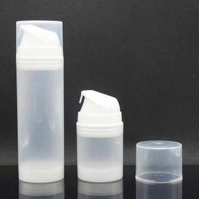 China 5oz 150ml PP Cosmetic Airless Pump Bottle With Snap On Pump Over Cap for sale