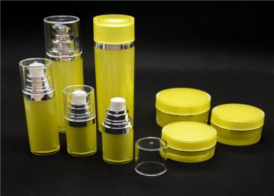 China Yellow Lotion Acrylic Cosmetic Containers for Serum / Cream , Double Thick Wall for sale