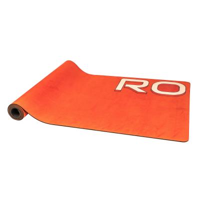 China Digital Printed Foldable Suede Pilates Yoga Mat Workout Private Label Pilates Suede Non Slip Orange Eco Friendly Custom Yoga Mats Natural Rubber for sale