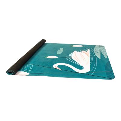 China Digital Printed Rubber Yoga Mat Cartoon Swan Pilates Yoga Mat Workout Animal Eco-Friendly Suede Natural Rubber Private Label Yoga Mat for sale