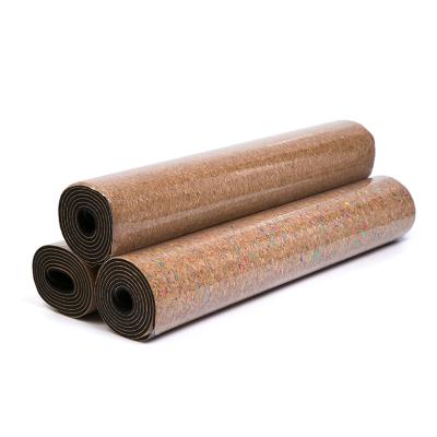 China Custom Thick High Elasticity Band Cork Travel Yoga Mat With Double Layer For Natural Fitness Pilates Gym for sale