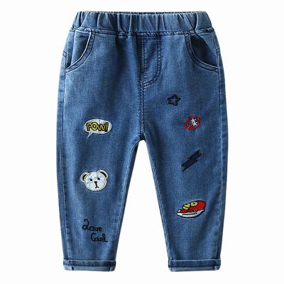 China 2021 Wholesale fashion kids denim pants Boys&Girls jeans cartoon new boutique windproof printing casual wear harem pants kids for sale