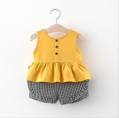 China Baby Summer Breathable Houndstooth Shorts Korean Children's Vest Sleeveless Lace Suit Clothing Suit for sale